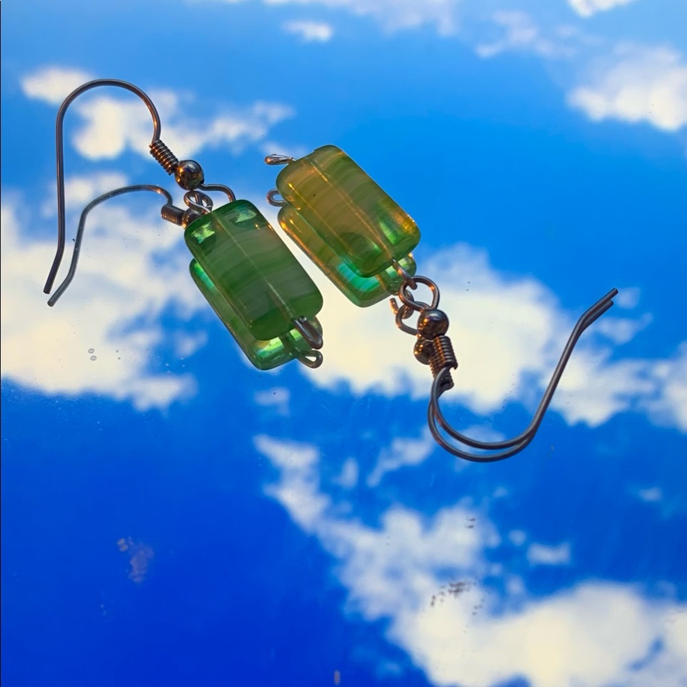 green earrings